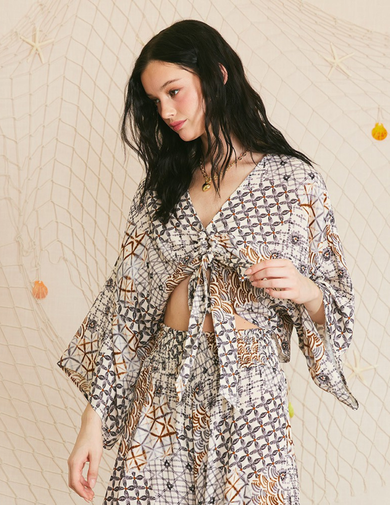 Tie Front Blouson Resort Top