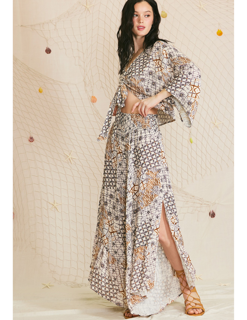 High Waisted Printed Resort Pant