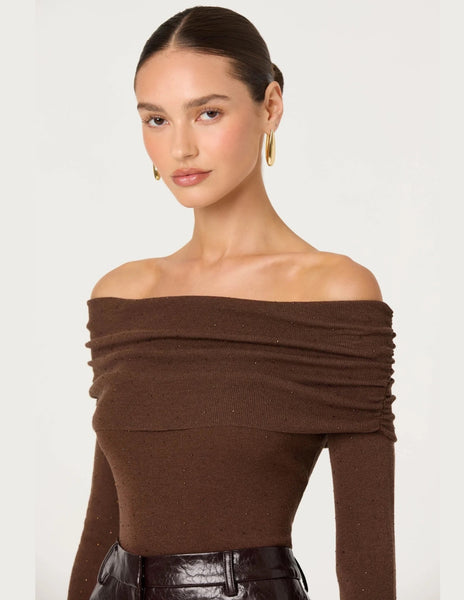 Kylin Off Shoulder Rhinestone Sweater