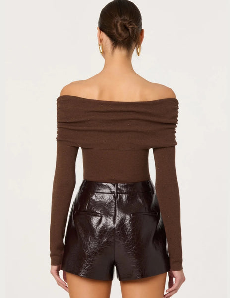 Kylin Off Shoulder Rhinestone Sweater