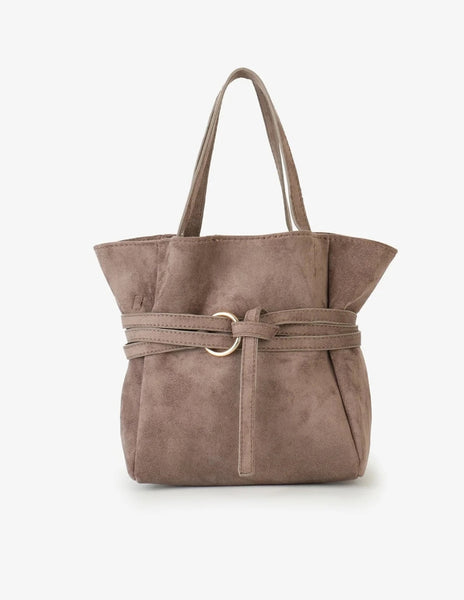 Blythe Mini Faux Suede Bag in Taupe