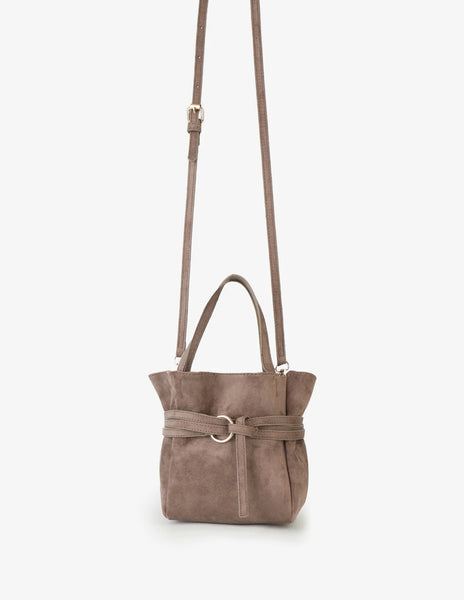 Blythe Mini Faux Suede Bag in Taupe