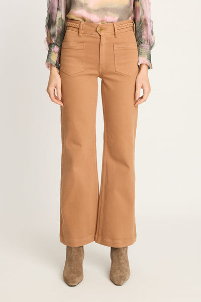 Sienna Braided Waistband Denim in Biscuit