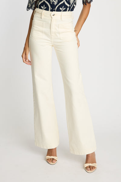 Sienna Braided Waistband Denim  in Cream