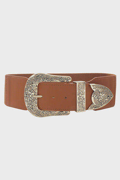 Wide Cognac Western Belt