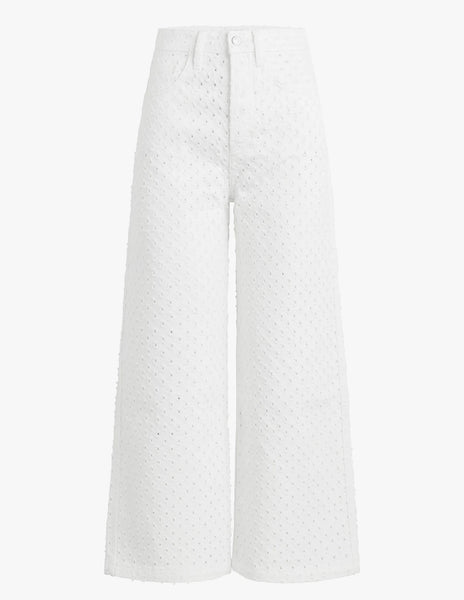 The Masha Eyelet High Rise Wide Leg Crop Denim
