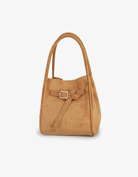 Hollace Mini Tote in Camel Faux Suede