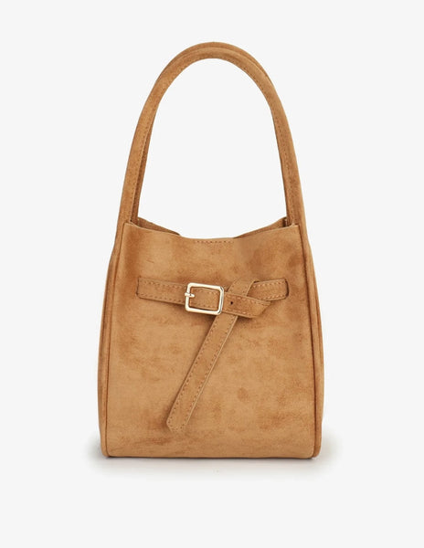 Hollace Mini Tote in Camel Faux Suede