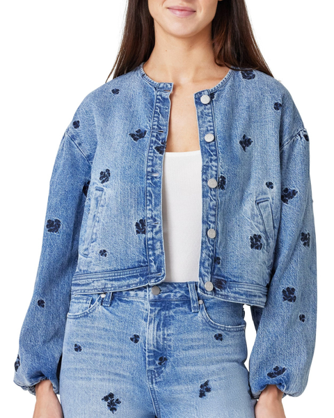 Collarless Embroidery Jacket