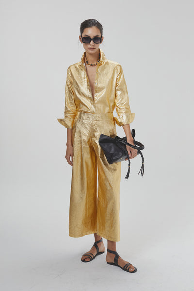 Culotte Metallic Linen Pants