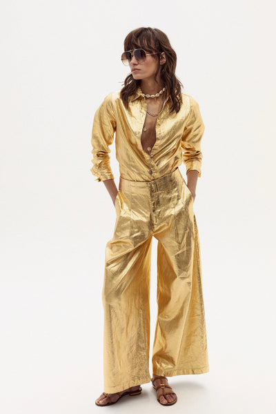 Culotte Metallic Linen Pants