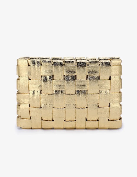 Large Metallic Woven Clutch