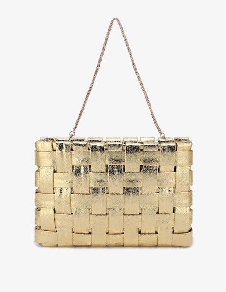 Large Metallic Woven Clutch