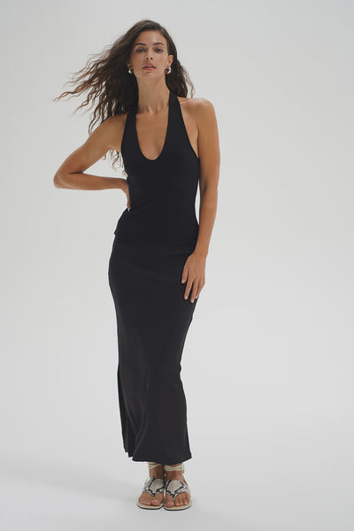 Bradley Ribbed Halter in Black