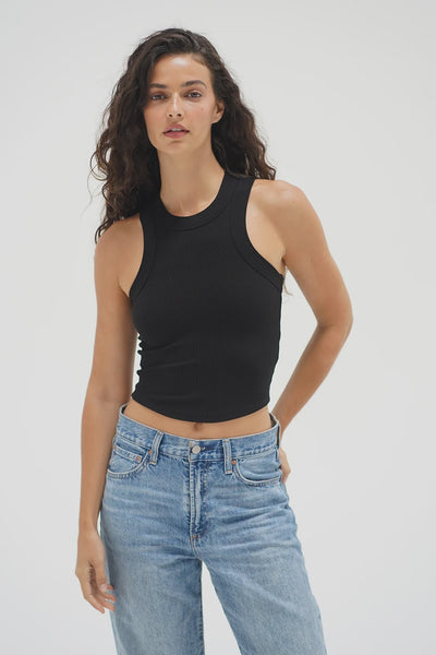 Detra Ribbed Tank in Black
