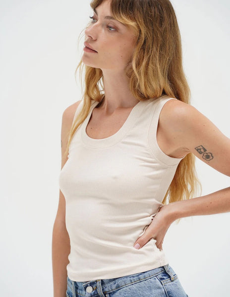 Deep U Ribbed Tank in Bone