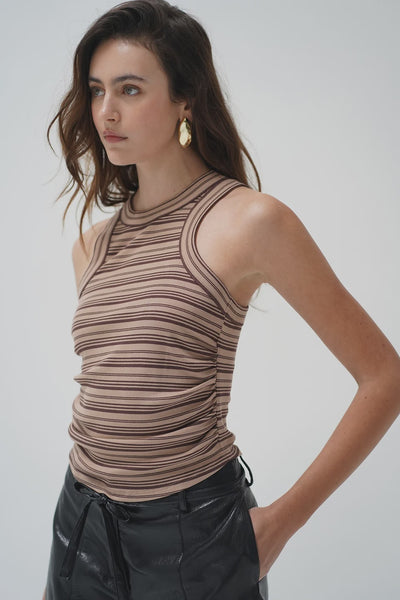 Halo Tank in Chocolate Stripe