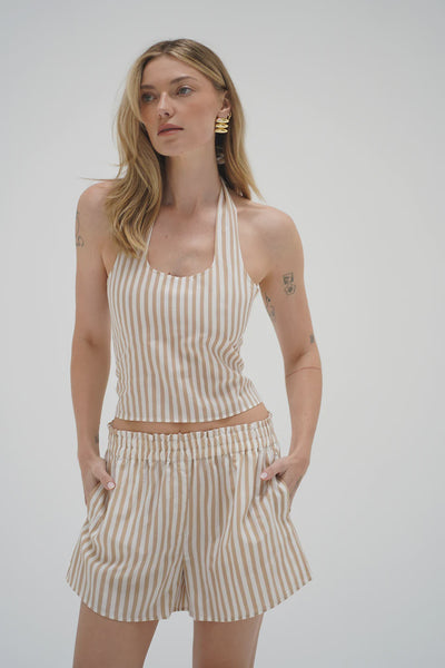 Lir Halter Top in Sandbar Stripe