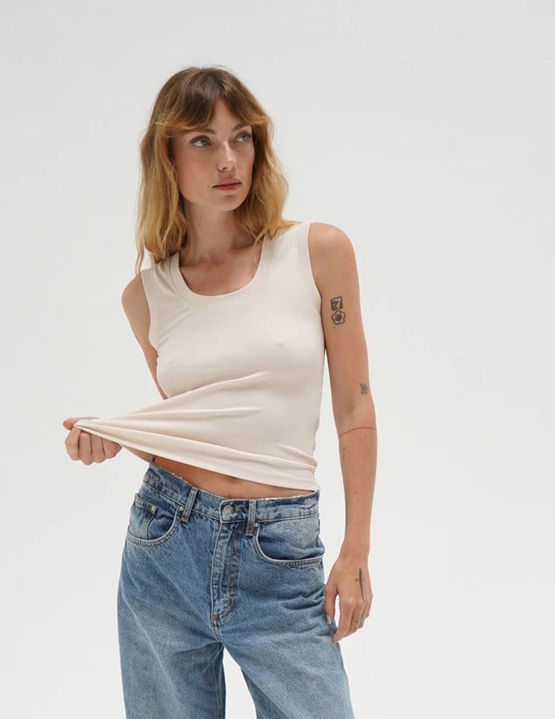 Deep U Ribbed Tank in Bone