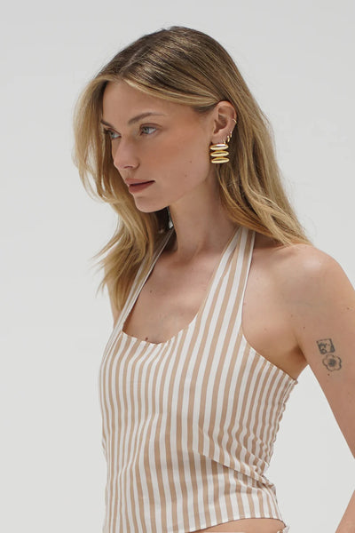 Lir Halter Top in Sandbar Stripe