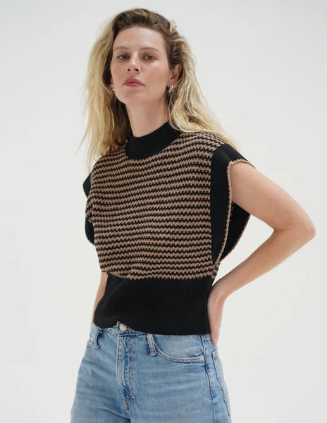 Ellisa Sleeveless Sweater in Latte