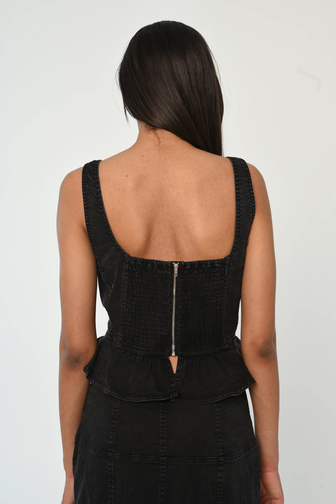 Denim Peplum Top