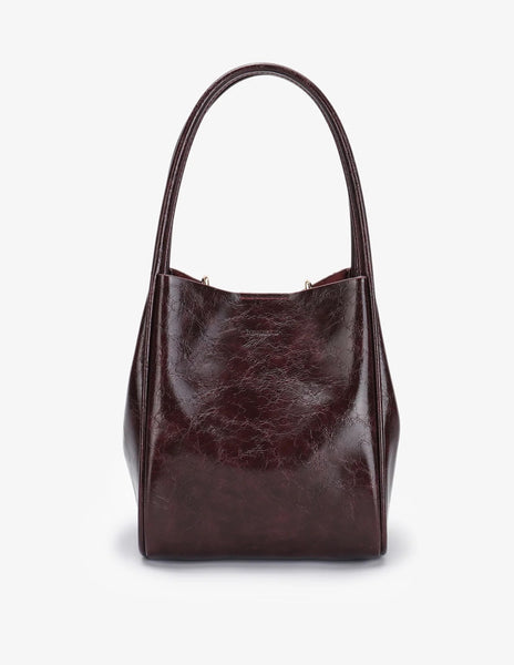 Hollace Mini Waxed Tote in Oxblood