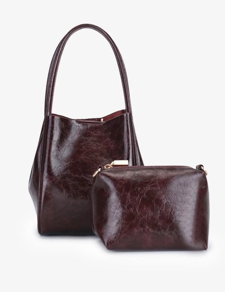 Hollace Mini Waxed Tote in Oxblood