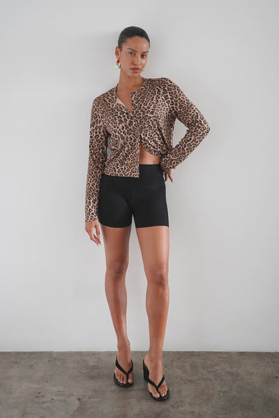 Mira Ribbed Cardigan in Leopard