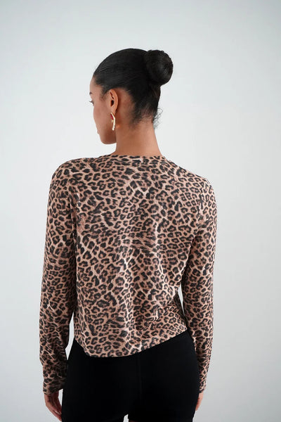 Mira Ribbed Cardigan in Leopard
