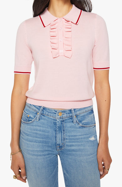 The SS Ruffle Raquette in Jer Pink and Red
