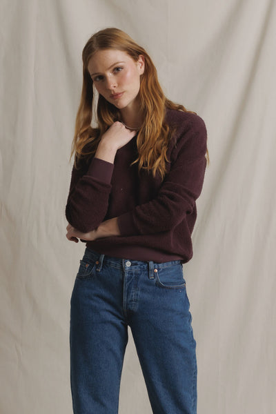 Ziggy Inside Out Crew Neck Fleece in Cherry Lacquer