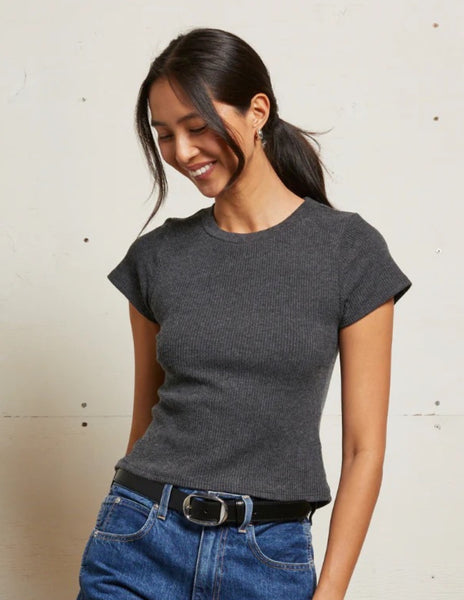 Gabby Sweater Rib Short Sleeve Crew Neck