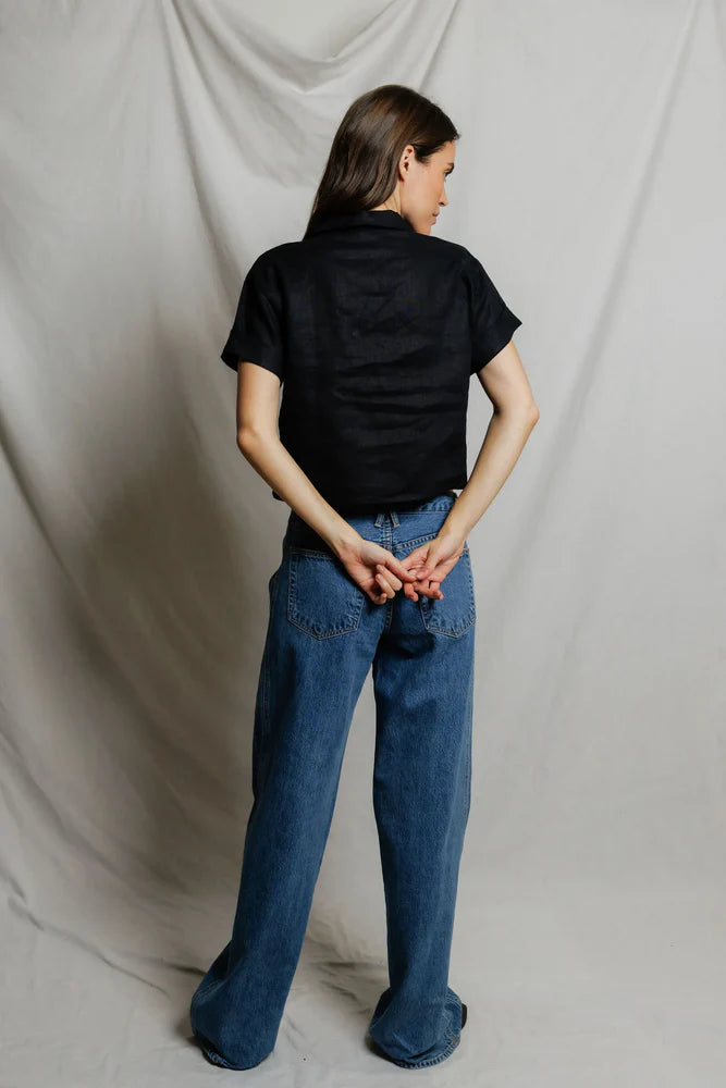 Tabitha Cropped Linen Polo