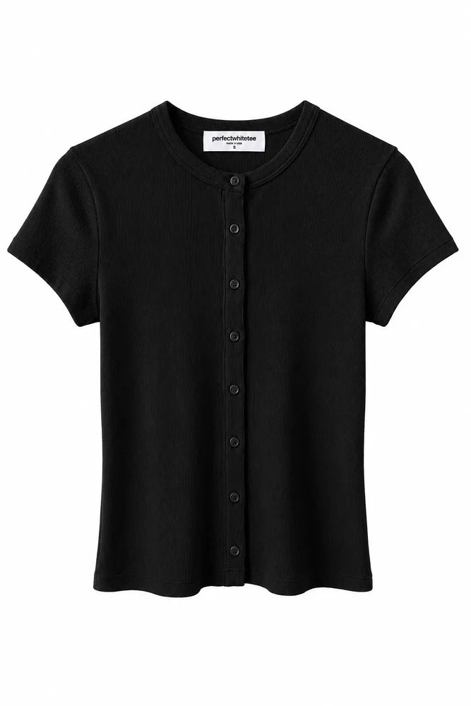 Miriam Rib Button Up Crew Top