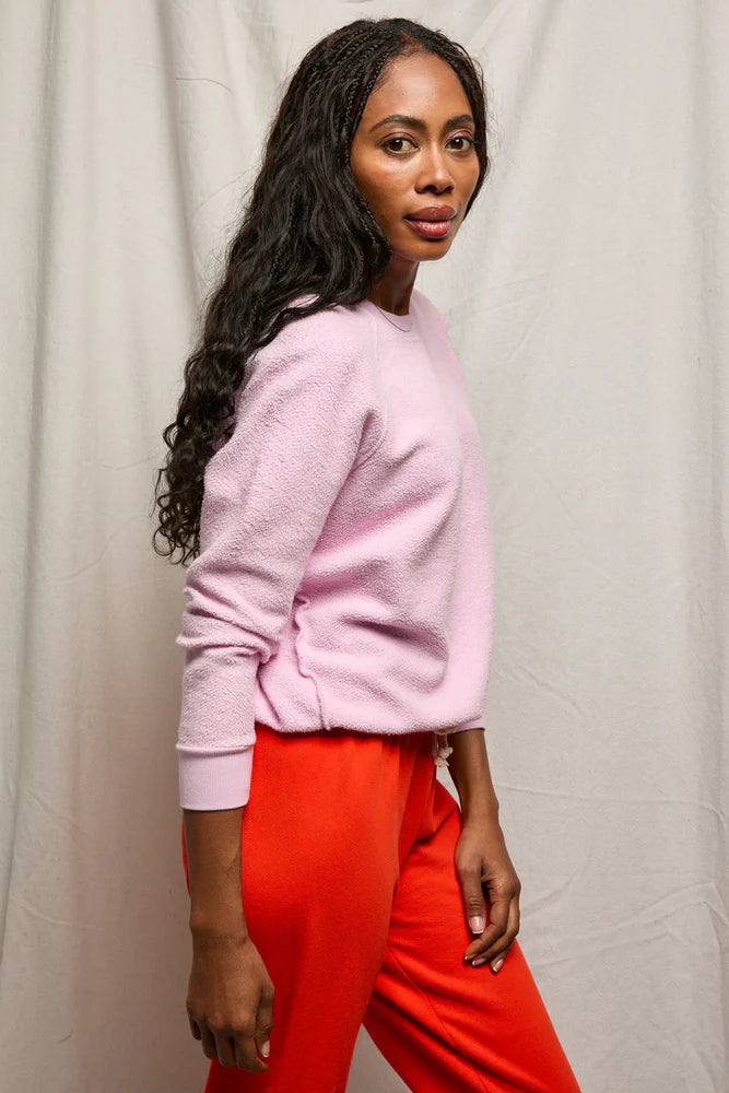 Ziggy Inside Out Crew Neck Fleece in Sugar Pink