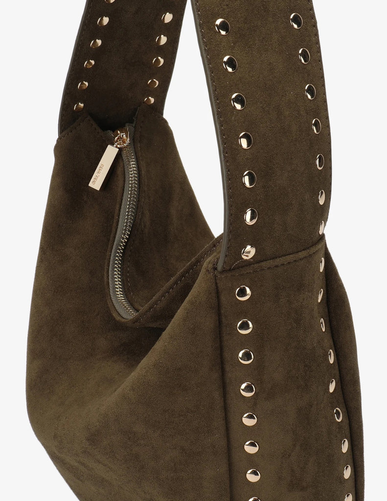 Pascal Faux Suede Studded Shoulder Bag