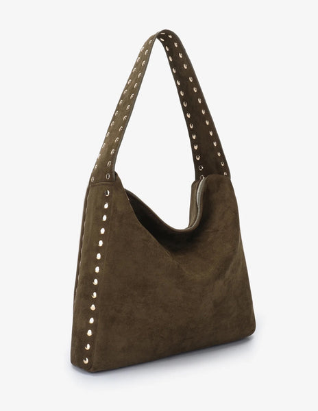 Pascal Faux Suede Studded Shoulder Bag