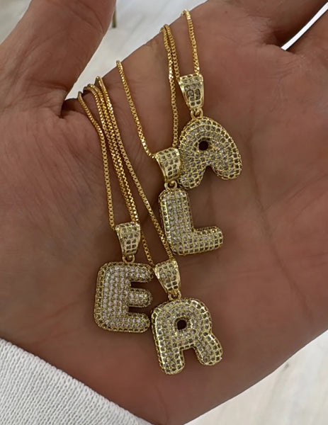 Pave Bubble Initial Necklace