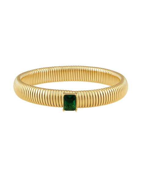 Serenity Emerald CZ Gold Bracelet