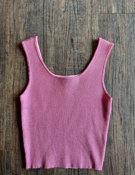 Metallic Ribbed Tank Top