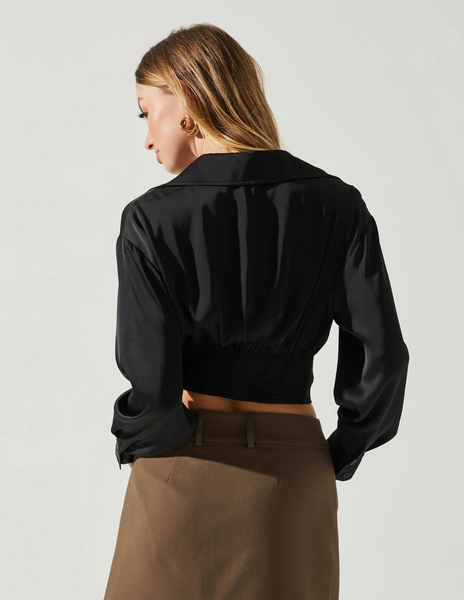 Millie Cropped Button Up Satin Top