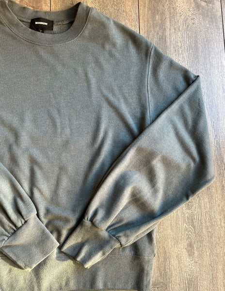Blouson Sleeve Crew Neck Sweatshirt