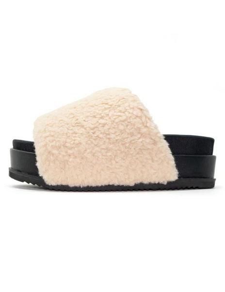 Roam Fuzzy Platform Nude Faux Shearling