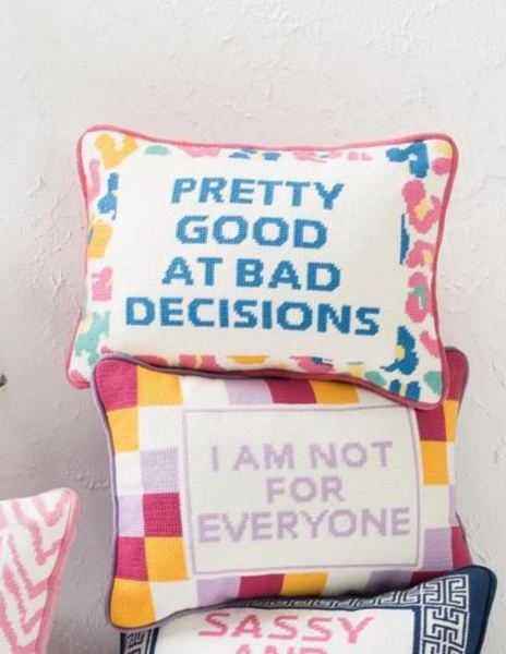 Pretty Good Embroidered Needlepoint Pillow