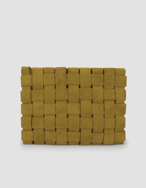 Large Woven Clutch in Faux Suede