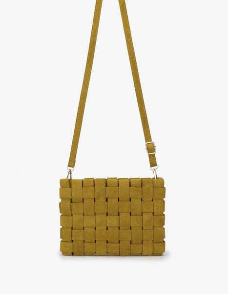 Large Woven Clutch in Faux Suede