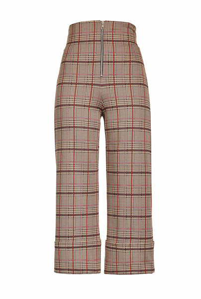 TRAPELARE PANTALONE PUNTO Wide Leg Plaid Trousers