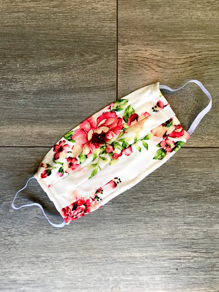 Face Mask in White Floral
