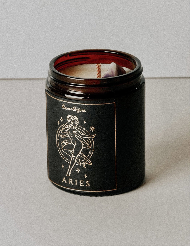 Aries Zodiac Crystal Candle